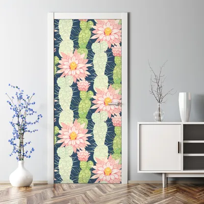 Produktbild von Dekorative Türtapete selbstklebend Klebefolie Türaufkleber Aufkleber Kakteenblüten Kaktus 85 x 200 cm