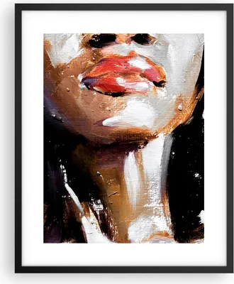 Produktbild von Gerahmtes Poster - Schwarzer Rahmen - Öl Mund Frau - 40x50 cm - Wand Bild - Wanddeko - Wandbilder - Kunstposter - Wandposter - Bilderrahmen - Bilder - Kunstdruck - Wanddekoration - P2BPA40x50-4724