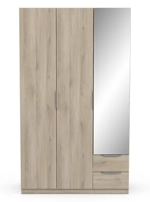 Image de CALICOSY - Armoire 3 portes, 2 tiroirs et 1 miroir Ghost - L119,4 cm