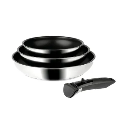 Produktbild von 4-teiliges Edelstahl-Kochgeschirrset SITRAM Ø 20-24-28 cm H 4,5-4,5-5 cm.Alle Herdarten inklusive Induktion