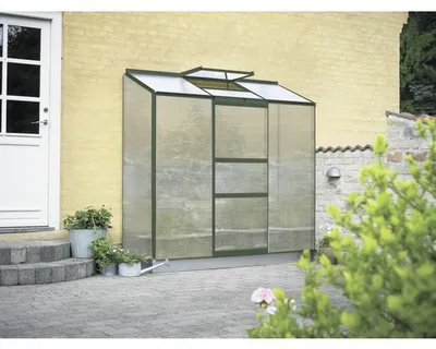 Produktbild von Anlehngewächshaus Halls Altan 3 Hohlkammerplatten 4 mm 69x194 cm grün