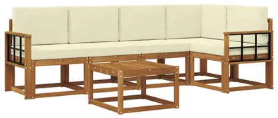 Produktbild von vidaXL Outdoor-Sofagarnitur mit Kissen 6 pcs Natur und Creme