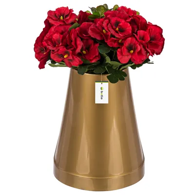 Produktbild von Friedhofsvase in Kegelform Grabstein Grabdekoration Grabsteckvase Blumenvase H 25 cm Ø 11,5 cm Golden Grabblumenkompositionen für lebende und künstliche Blumen