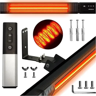 Produktbild von Infrarot Heizstrahler 2500W, 9 Stufen, IP65, Montageketten, Fernbedienung, Timer, Elektroheizung RAY, Terrassenheizer Outdoor, Wandheizung, Infrarotheizung, Heizstrahler Terrasse & Innenraum