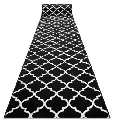 Image de TAPIS DE COULOIR BCF MORAD Trelis Treillis marocain noir / crème 80 cm noir 80x300 cm