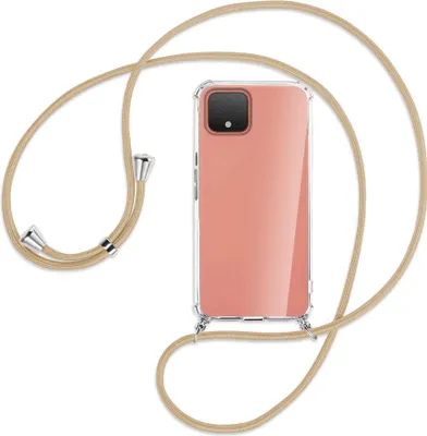 Produktbild von Handykette Backcover-Schutzhülle mit Band (Metall silberfarben) für Google Pixel 4 XL - caramel