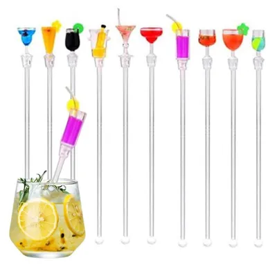 Immagine prodotto di 10 cucchiai da cocktail in acrilico, 23 cm, colorati, per mescolare bevande