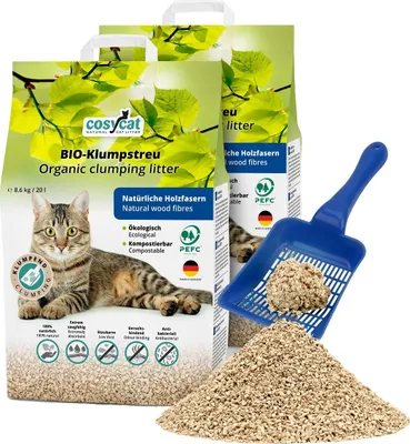 Produktbild von 40 L CosyCat -Klumpstreu FEIN aus Holz 100% natürliches Katzenstreu