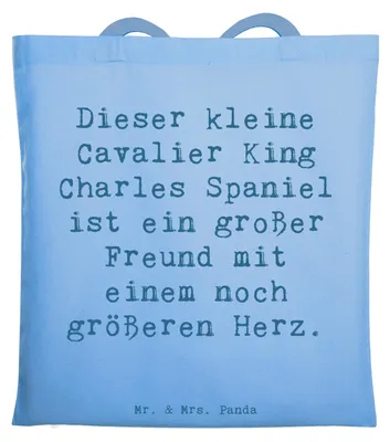 Produktbild von Mr. & Mrs. Panda Tote Bag Spruch Cavalier King Charles Spaniel - Sky Blue - Geschenk, Shopping Tasche, Beutel, liebevoll, Hunderassen, loyal, Beschreibung, Laptoptasche