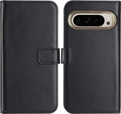 Image de Selencia Bibliothèque en cuir véritable pour Google Pixel 9 / 9 Pro - Noir