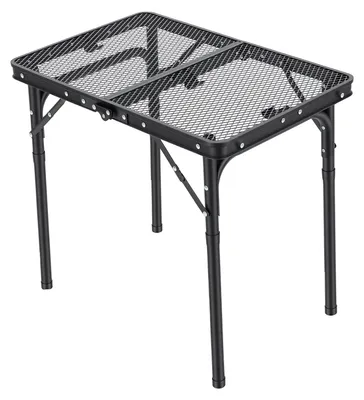 Produktbild von Klappbarer Grilltisch, Campingtisch mit hitzebeständiger Netzplatte, tragbarer, höhenverstellbarer Aluminiumtisch für Grillen, Picknicks und Angeln