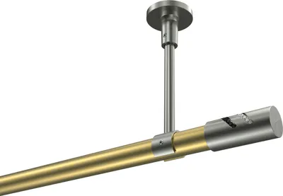 Produktbild von Interdeco Gardinenstange / Vorhangstange Messing-Optik / Edelstahl-Optik, Typ Sonette Zoena (Glitzerzylinder) ohne Ringe, Deckenmontage, 20 mm Ø 1-läufig, 400 cm