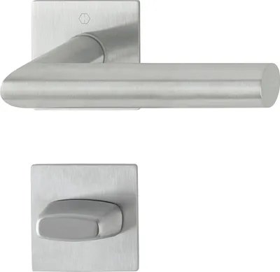 Produktbild von Hoppe Türbeschlag Amsterdam | Türgriff für Innentür, eckig Flachrosette, rund WC | Edelstahl matt