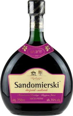 Obrázok produktu pre Med Sandomierski-Maliniak-Dwójniak (Halber) 0,75 l | Medové víno | 750 ml | 16 % alkoholu | Poľská výroba | Tip na darček | 18+