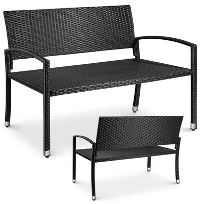 Image de Banc de jardin Polyhouten pour deux personnes, avec dossier ergonomique et structure métallique