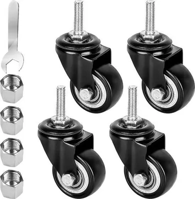 Obrázek produktu pro 40 mm nábytková kolečka - šroub M8 x 25 mm - těžká kolečka s aretací - otočná kolečka - 35 kg - gumová kolečka - kolečka pro židle.