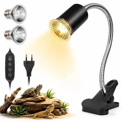 Zdjęcie produktu dla Lampa grzewcza dla żółwi z 2 lampami UVA/UVB o mocy 50 W, przeznaczona dla żółwi