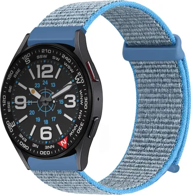 Produktbild von Smartwatch Armband für Samsung Galaxy Watch6 Classic 47mm Nylon Textil Band Ersatzband Wechselband Klettverschluss flexibel atmungsaktiv Blau