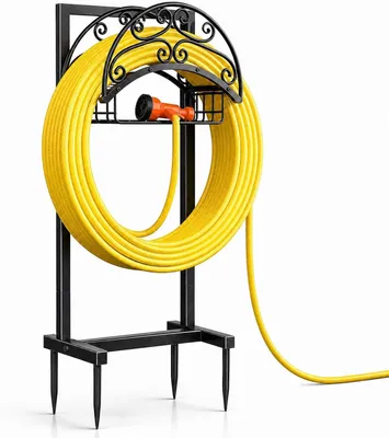Productafbeelding van Tuinslanghouder 108,5 cm, 45 m slang, met opbergmand, metaal, voor tuin