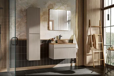 Zdjęcie produktu dla Zestaw mebli łazienkowych 80cm z umywalką, szafką i lustrem