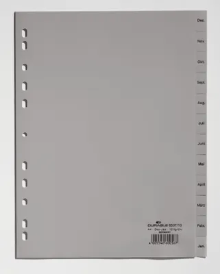 Produktbild von Register Pp A4 Hoch 12Tlg Dezember-Januar Grau 6507