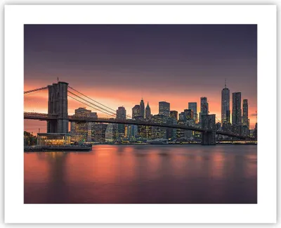Produktbild von Poster - Poster ohne Rahmen - New York Brücke Nacht - 50x40 cm - Wand Bild - Wanddeko - Wandbilder - Kunstposter - Wandposter - Bilder - Kunstdruck - Wanddekoration - Wandbild - P2XAA50x40-4048