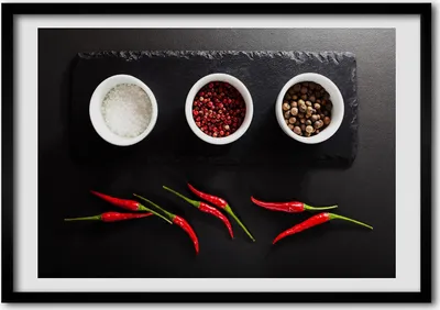 Produktbild von Bild - Bilderrahmen - 100 cm x 70 cm - MDF - Rahmen - Foto - Wandkunst Gewürze und Chili