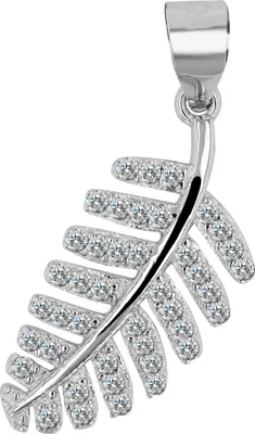 Produktbild von Echt Silber Anhänger Blatt "Quendrim" mit Zirkoniabesatz, rhodiniert