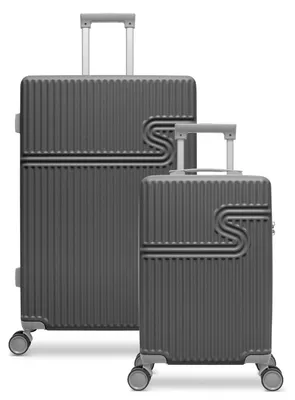 Produktbild von Kofferset 2-teilig - Handgepäck Koffer 28L- Reisekoffer 86L - Hartschale Trolley Koffer - TSA-Zahlenschloss - Cool Gray