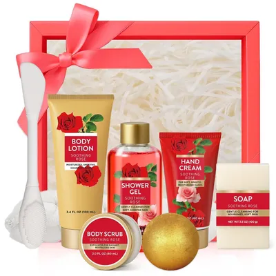 Obrázok produktu pre Darčeková súprava pre ženy, 8-dielna, s vôňou ruží, pre wellness a relaxáciu, obsahuje maslo shea