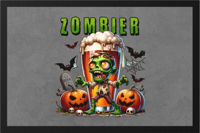 Produktbild von Zombier Fußmatte Halloween Bier Zombie Kürbis Gruselig Retro