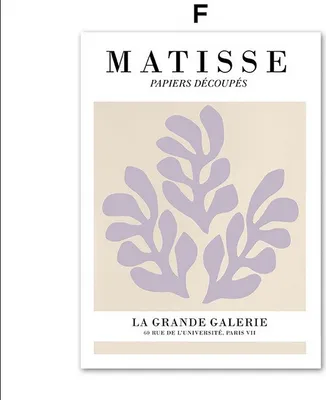 Produktbild von TPFLiving Kunstdruck LW-1701 (OHNE RAHMEN) Poster - Leinwand - Wandbild - Hochauflösender Giclée-Druck, langlebig und hochwertig - Henri Matisse - Abstrakte Blätter in lila -  - Größe: 15x20cm