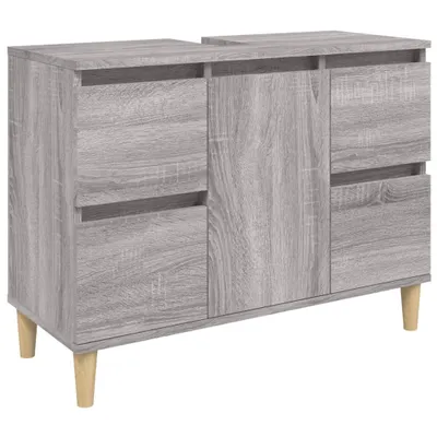 Produktbild von vidaXL Waschbeckenunterschrank Grau Sonoma 80x33x60 cm Holzwerkstoff