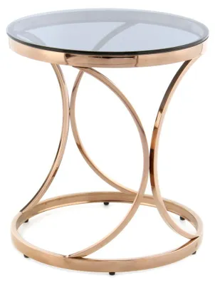 Produktbild von Couchtisch Weyda aus grauem Glas und Roségold