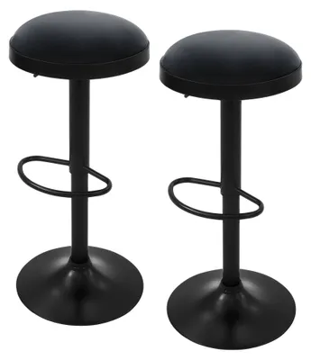 Produktbild von ML-Design Barhocker 2er Set, Barstuhl höhenverstellbar, drehbar, Samtsitz, Küchenhocker, Drehstuhl, Thekenstuhl mit Fußstütze, Tresenhocker, Schwarz