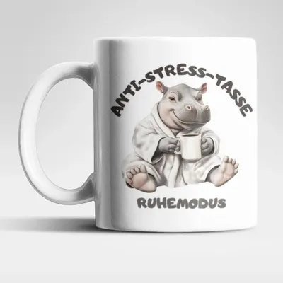 Produktbild von Anti Stress Ruhemodus Hippo Kaffeetasse Teetasse Tasse Geschenkidee 325 ml