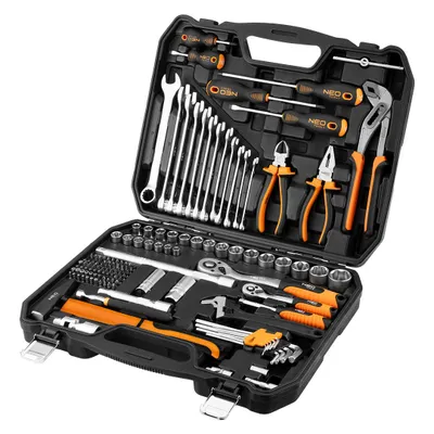 Immagine prodotto di NEO TOOLS Set di utensili da 143 pezzi in valigetta per utensili - Set di utensili - Valigetta per utensili fai da te