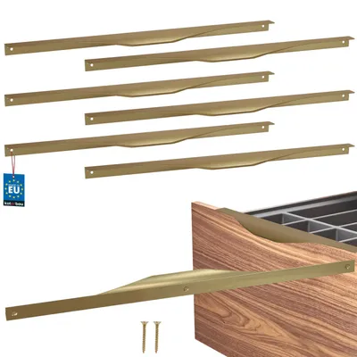 Image de KOTARBAU® Lot de 6 poignées d'armoire - Poignées de meubles - 436 / 416 mm - Or mat - ZnAl - Poignées pour armoires de cuisine - Poignées - Poignée de tiroir - Poignée de porte d'armoire - Poignée de chant