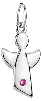 Immagine prodotto di Materiale: Ciondolo "Angelo Custode" per bambini, pietra di nascita di luglio, argento sterling 925, collana per bambini con pietra di zirconio, modello KA-459, colore rosa