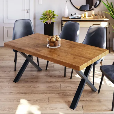 Produktbild von Furneo | Esstisch - Klapptisch  - 160x90 cm - Eiche Lefkas - Robuste Bauweise - Stilvolles Design - für Küche und Esszimmer - ausziehbar auf 260 cm
