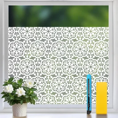 Image de Film anti-regard, électrostatique, pour l'intimité, avec protection UV, décoratif, effet mat, idéal pour cuisine, bureau, salle de bain, dimensions : 44,5 x 400 cm