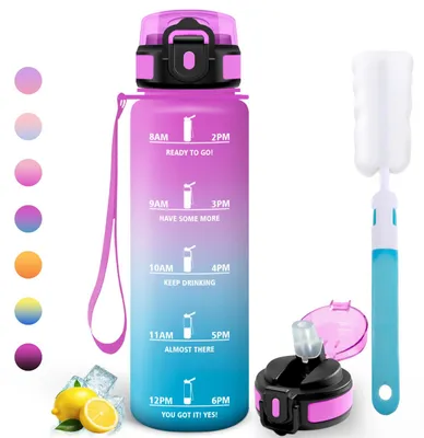 Produktbild von Trinkflasche 1l Motswedi, auslaufsicher, mit Zeitmarkierung, Sportflasche