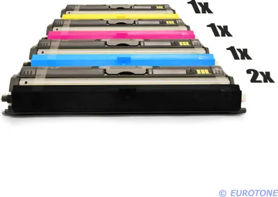 Produktbild von 5x Eurotone Toner Alternative für Epson C13S050557 Black Schwarz / C13S050556 Blau Cyan / C13S050555 Rot Magenta / C13S050554 Gelb Yellow