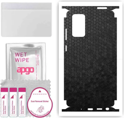 Produktbild von apgo Rückseite + Seiten Schutzfolie, Skin, kompatibel mit Samsung Galaxy Note 20, Hinten Displayschutzfolie aus Vinylfolie, kratzfest, einfache Montage - Schwarze Honigwabe
