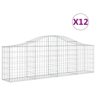 Produktbild von vidaXL Gabionen mit Hochbogen 12 Stk. 200x30x60/80 cm Verzinktes Eisen
