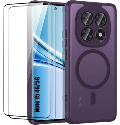 Image de Coque Magnétique pour Xiaomi Redmi Note 15 5G/4G, avec Protection Caméra - Violet - 2 Vitres