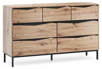 Productafbeelding van Dressoir Vicco Elvano Eiken/Zwart 140 x 85 cm met 7 lades, Model 61287