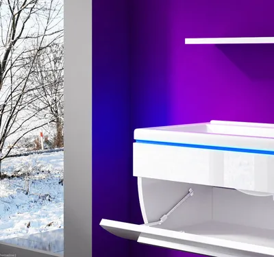Produktbild von Badmöbel Set Weiss Hochglanz Badezimmermöbel 6Teilige LED Komplett Bad