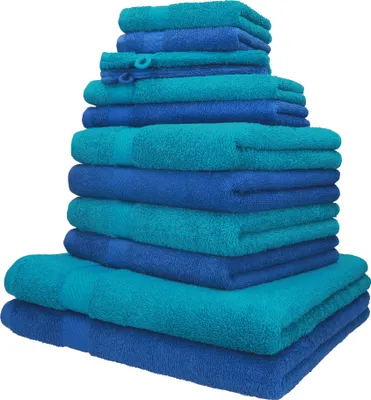 Produktbild von Betz 12er Handtuch-Set PALERMO 100% Baumwolle  Farbe: blau und Petrol