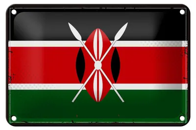 Produktbild von Blechschild Flagge Kenias 18x12cm Retro Flag of Kenya Dekoration